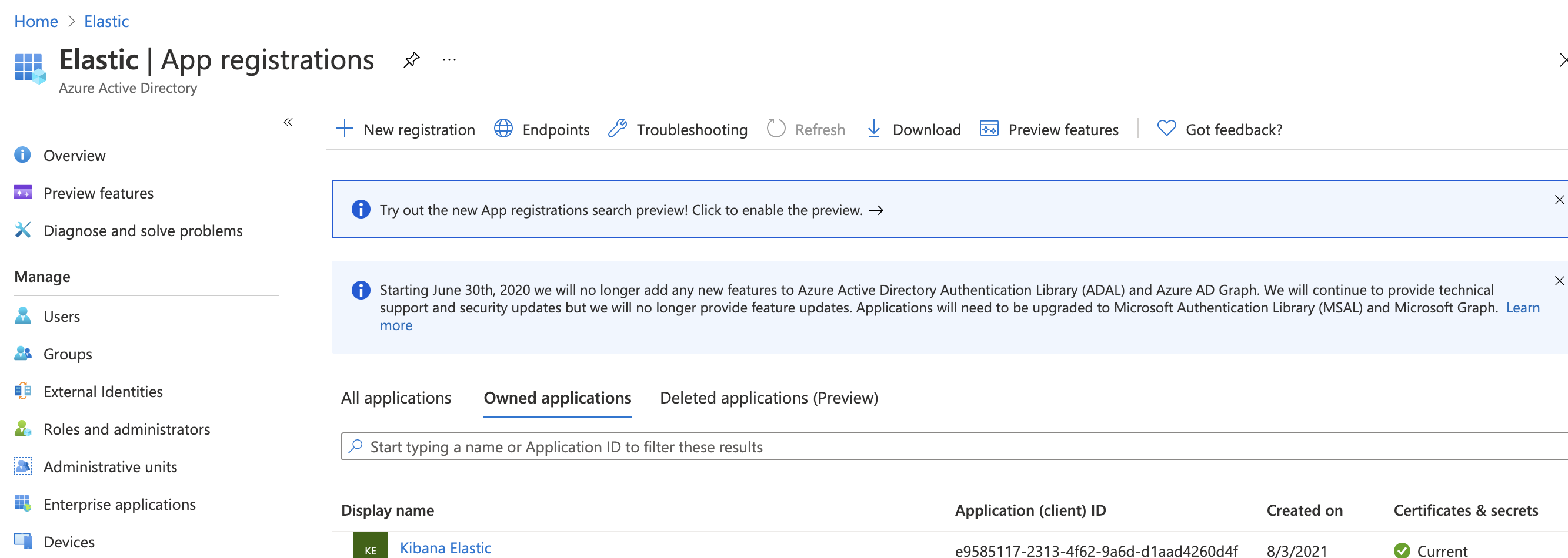 [Connectors] Microsoft AAD application for Kibana integrations. · Issue