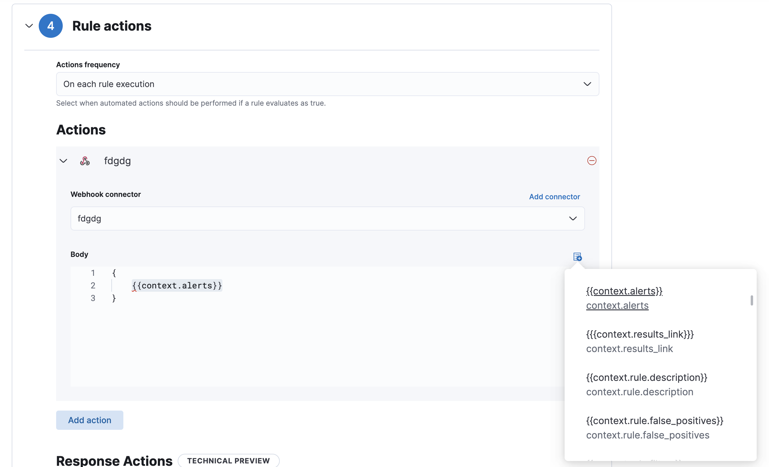 [Connectors][Actions] Add ability to use context.alerts fields as a