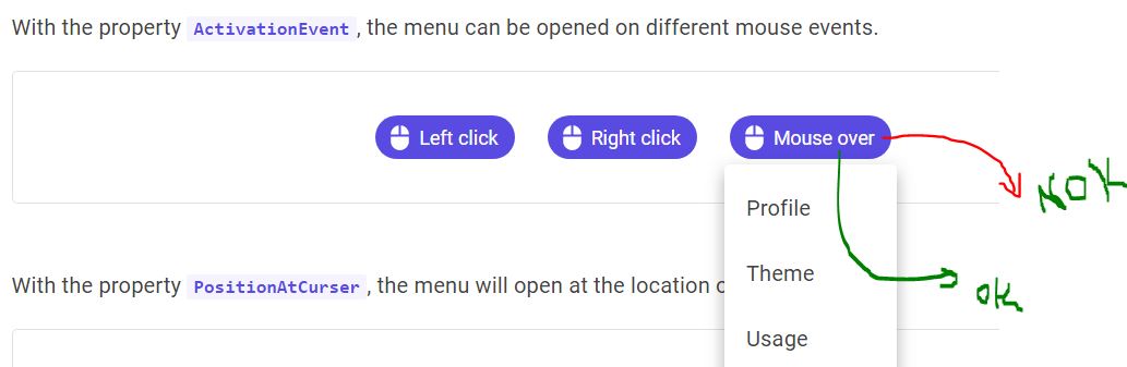 Menu ActivatorContent not working correctly for mouse over · Issue ...