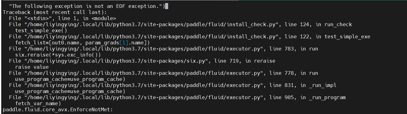 cuda9.0 python=3.7.3 安装paddlepaddle-gpu==1.7.0 检查是否安装成功时输入paddle.fluid ...
