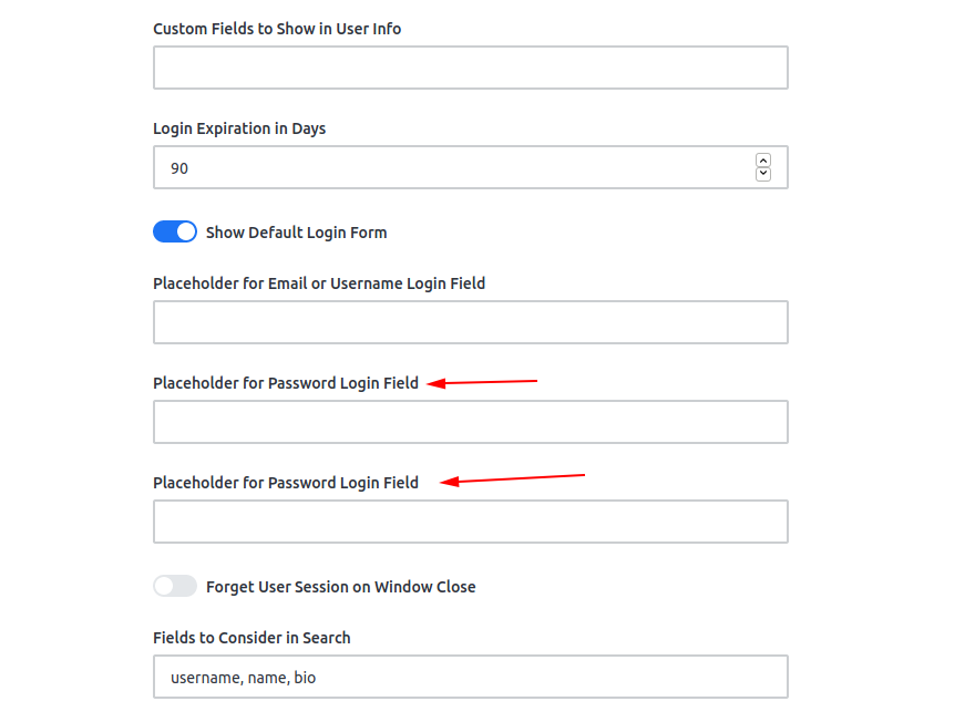 Duplicated "Placeholder for password login Field" · Issue 17679