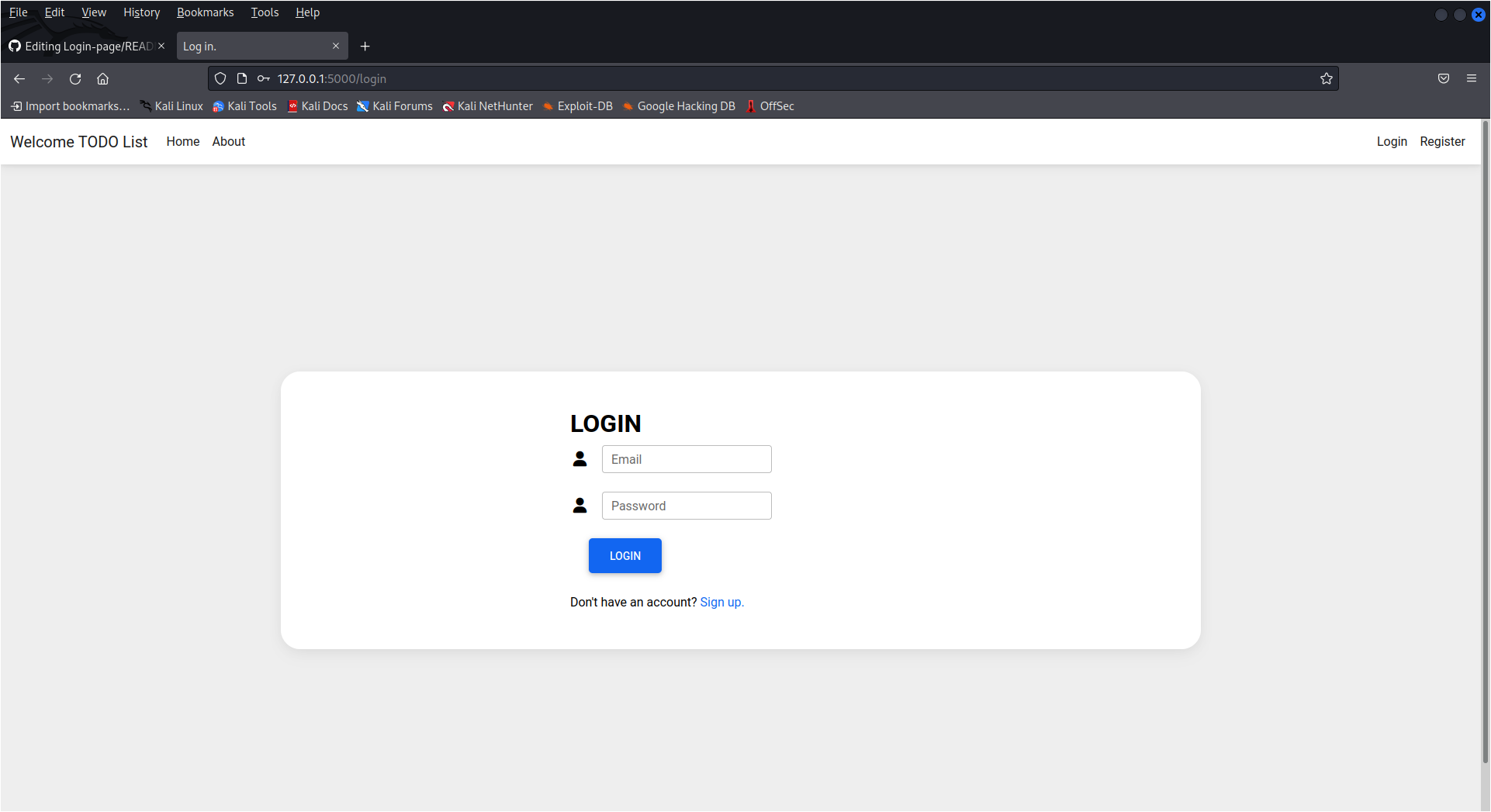 GitHub - raolokesh/Login-page: login page using flask · GitHub