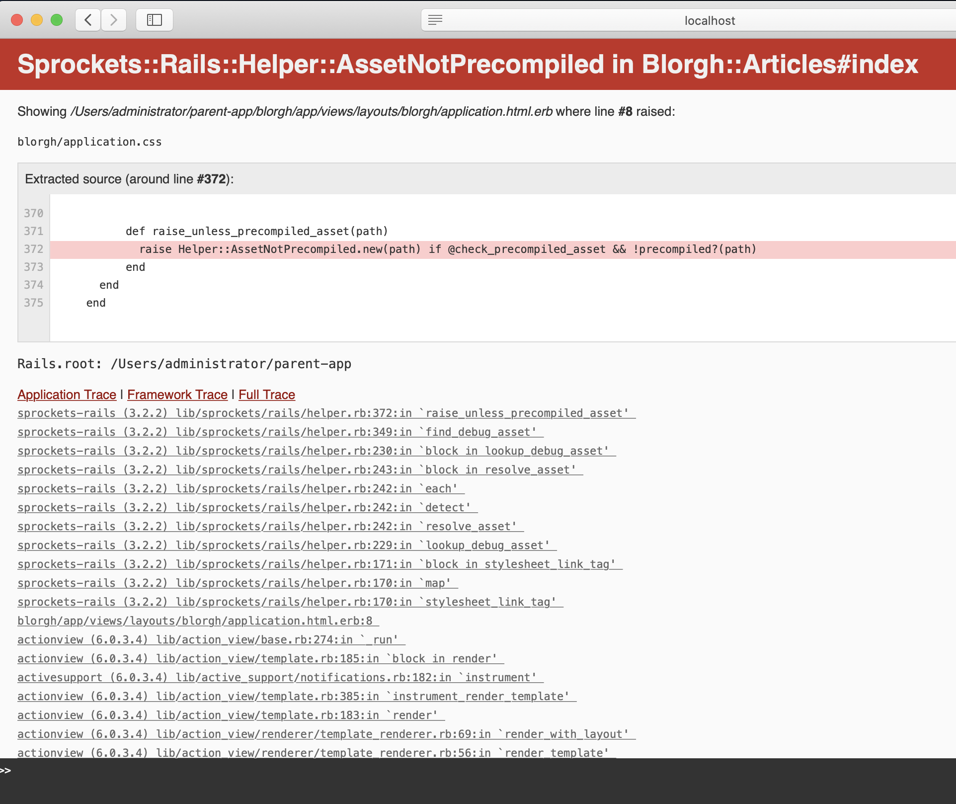 Newly created engine throws SprocketsRailsHelper