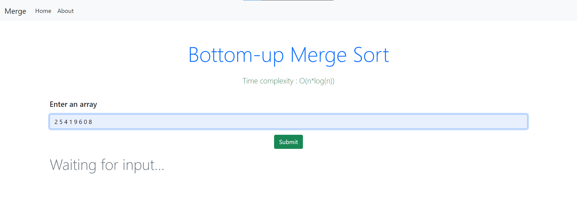 GitHub vidhikumar/MergeSortFlask View each pass of Bottomup