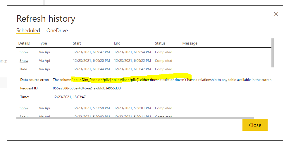 Async Power BI dataset Refresh :: Unable to get refreshid / requestid ...