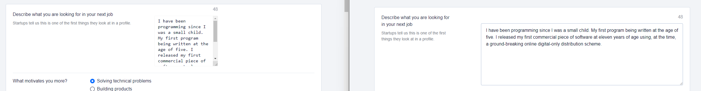 Left column width is wrong on the profile page. · Issue #205 ...