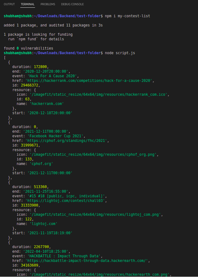 GitHub - shubh-89/contest-list-npm-package: Using this NPM package user ...