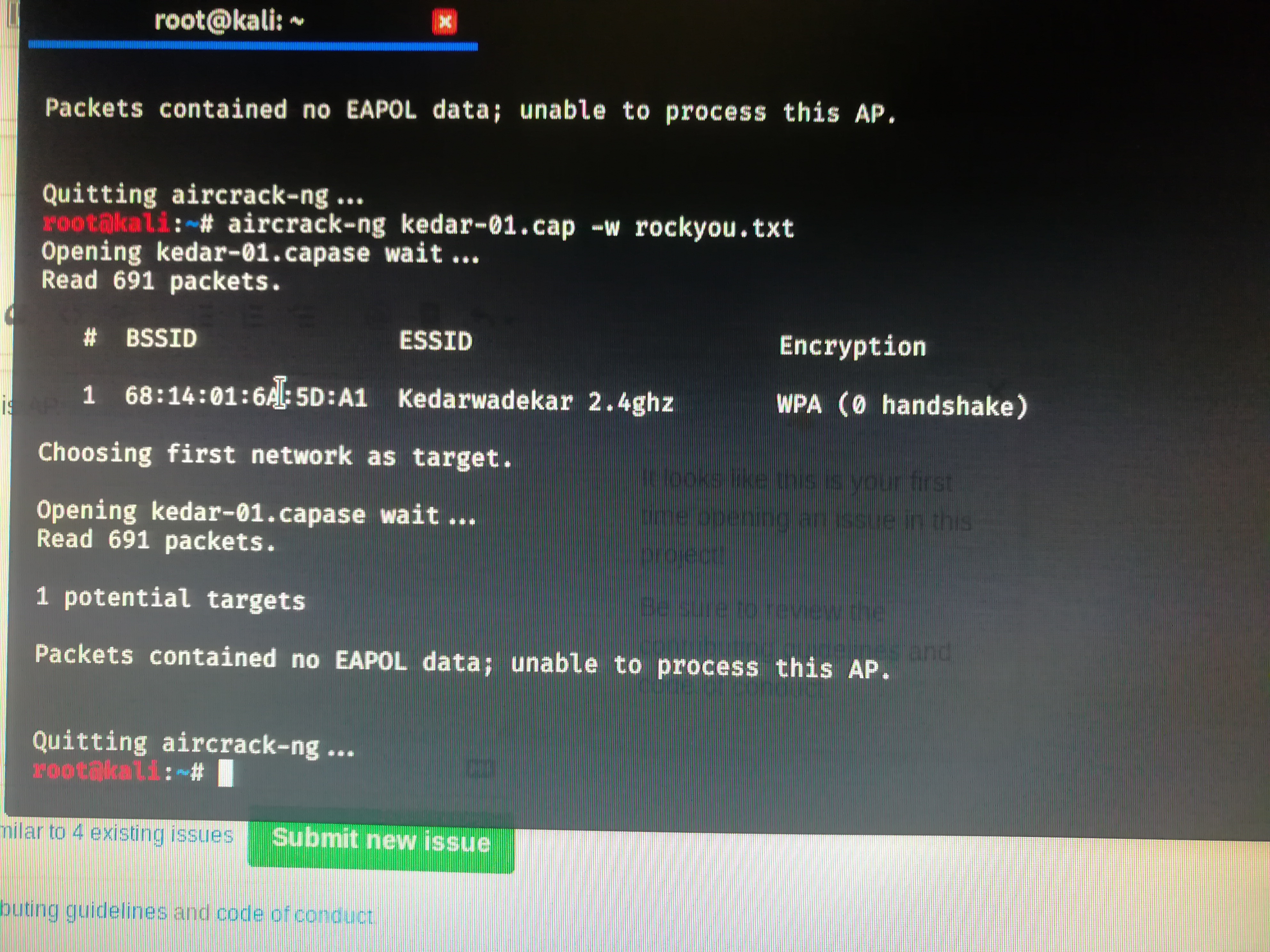 cracking error · Issue #2120 · aircrack-ng/aircrack-ng · GitHub