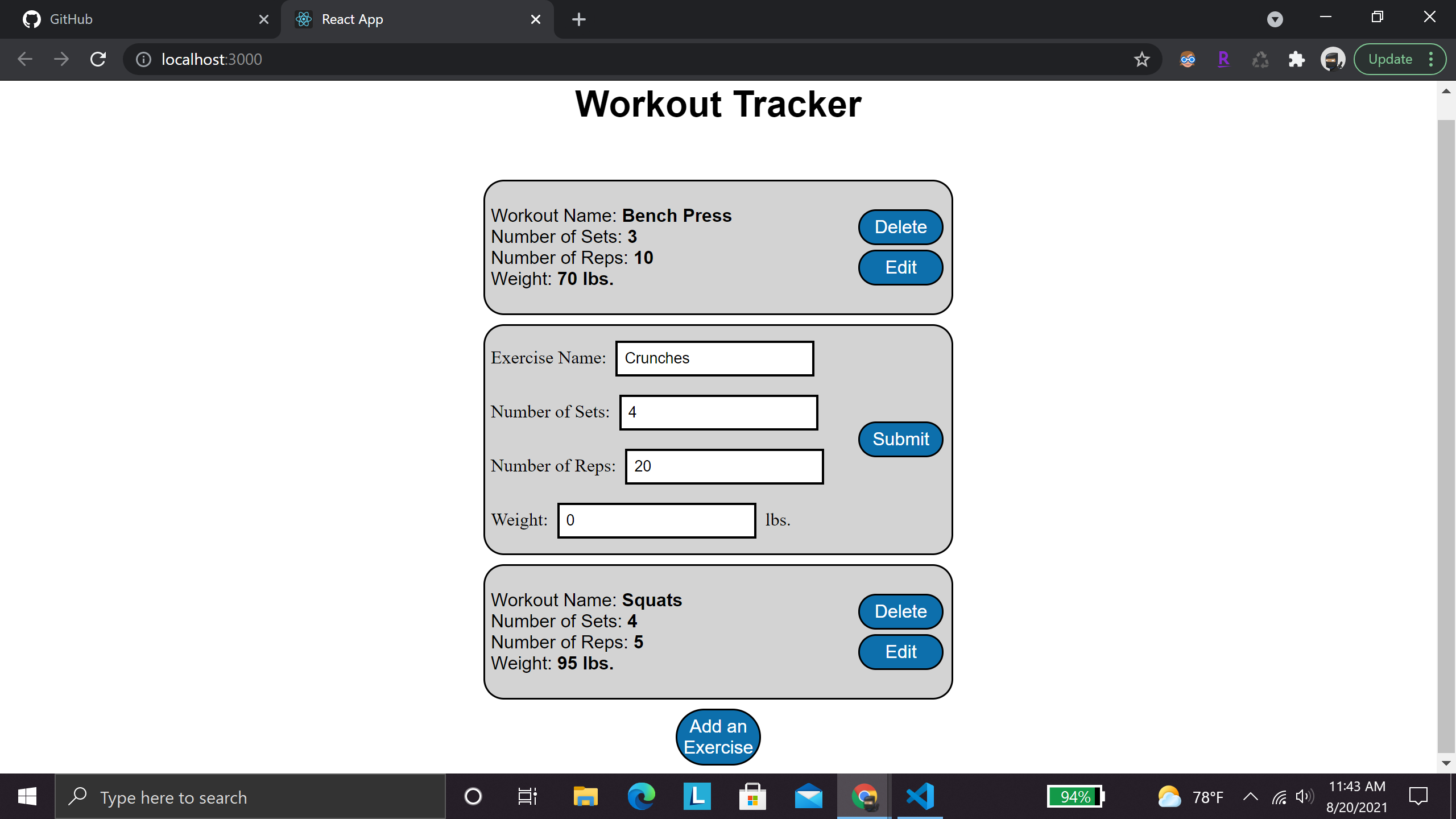 GitHub - SpencerGillaspie/Workout-Tracker