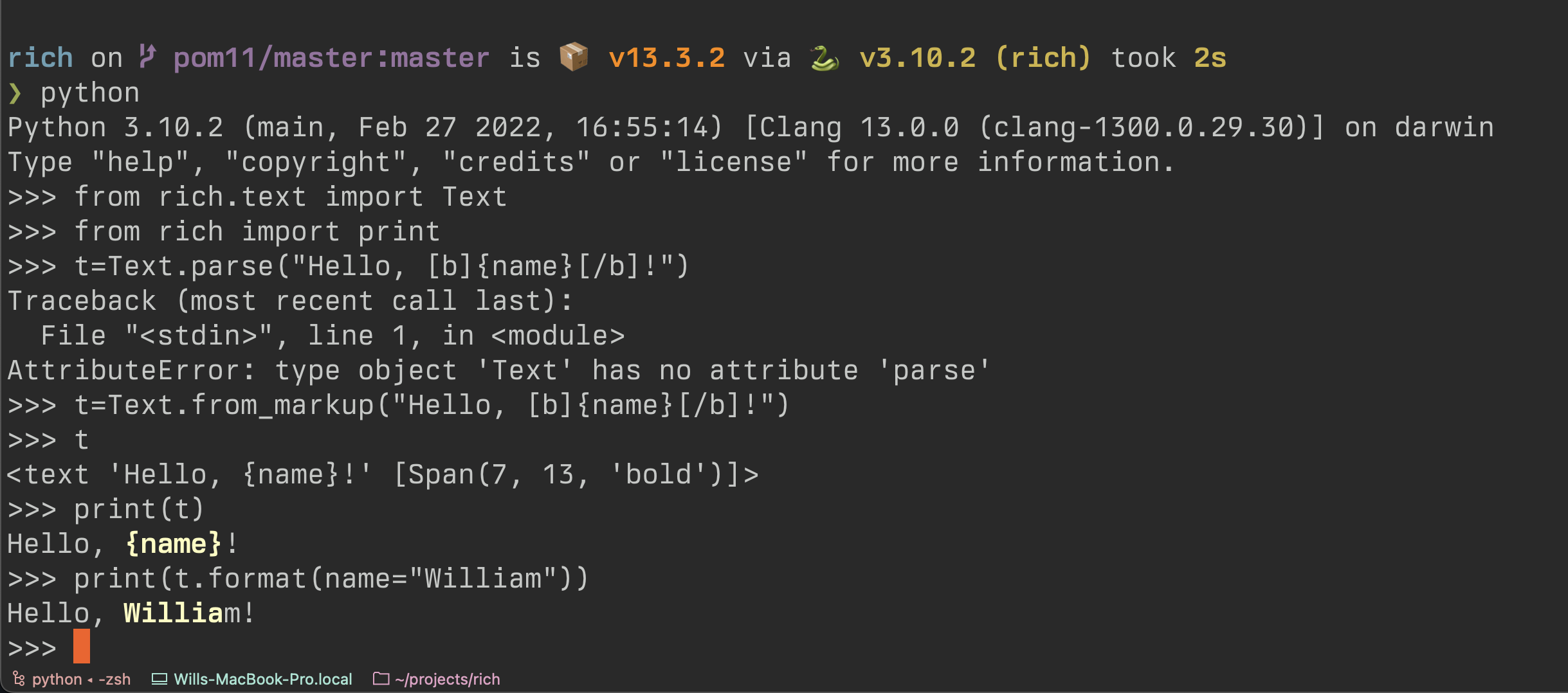 Text.format() feature by pom11 · Pull Request #2905 · Textualize/rich ...