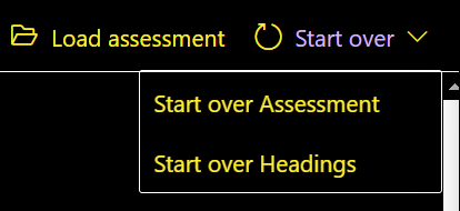Start over menu with no hover color