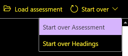 Start over menu with hover color