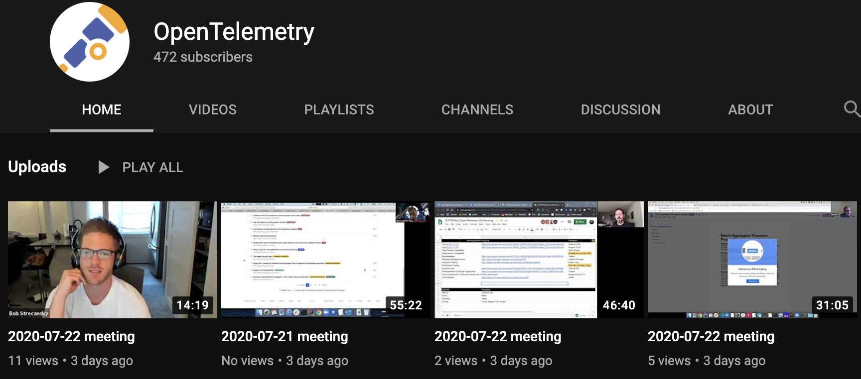 opentelemetry youtube videos screenshot