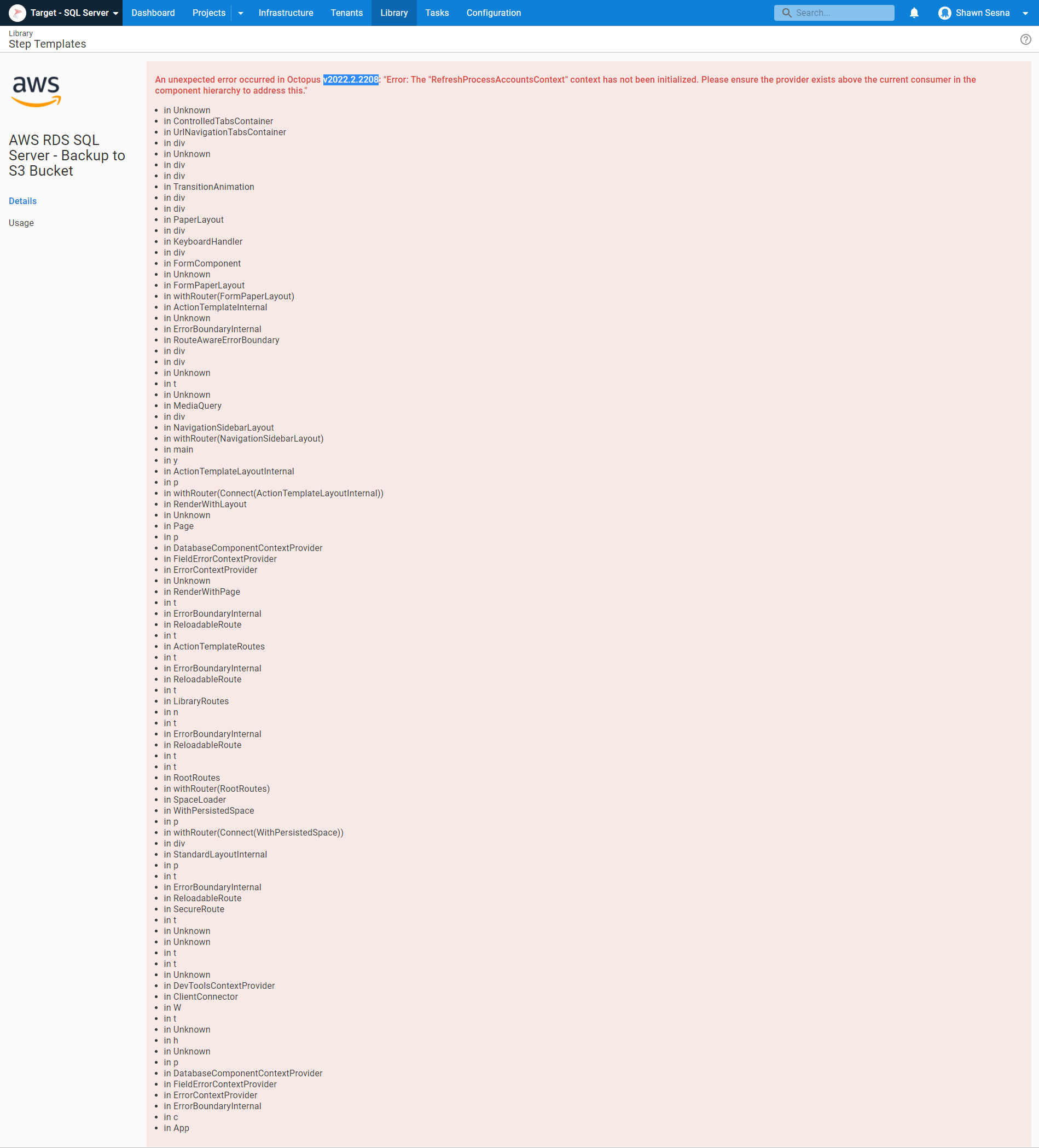 Viewing Step Templates in Library produces an error · Issue #7466 ...