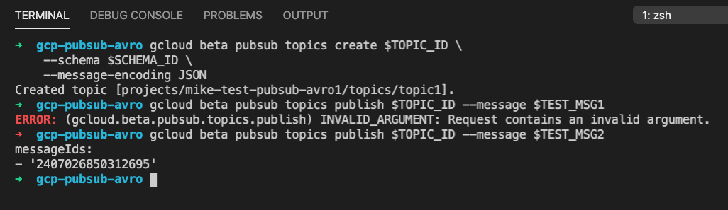 Google Cloud Platform Pub/Sub example with Avro schema · GitHub