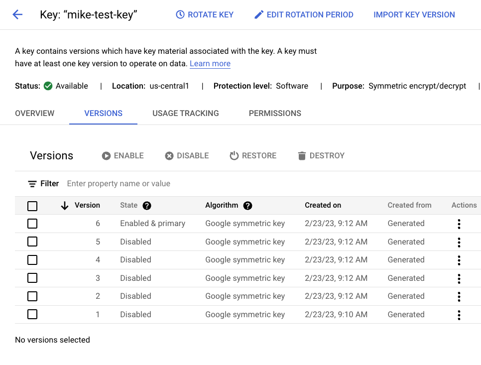 Experiment manually rotating, disabling, and destroying Google Cloud ...