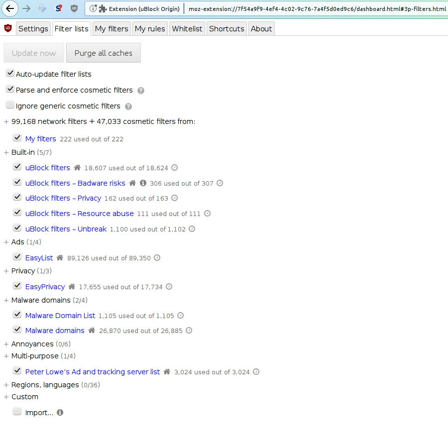 uBlock Origin settings 2