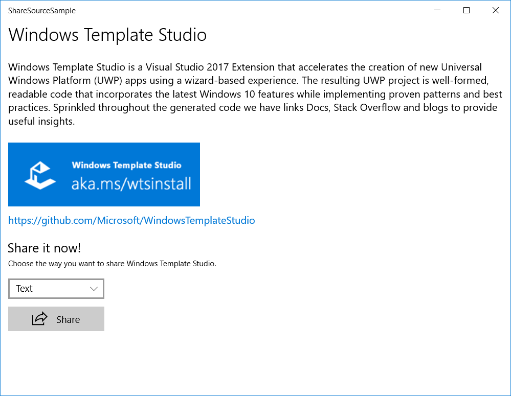 Feature: Share source · Issue #358 · microsoft/TemplateStudio · GitHub