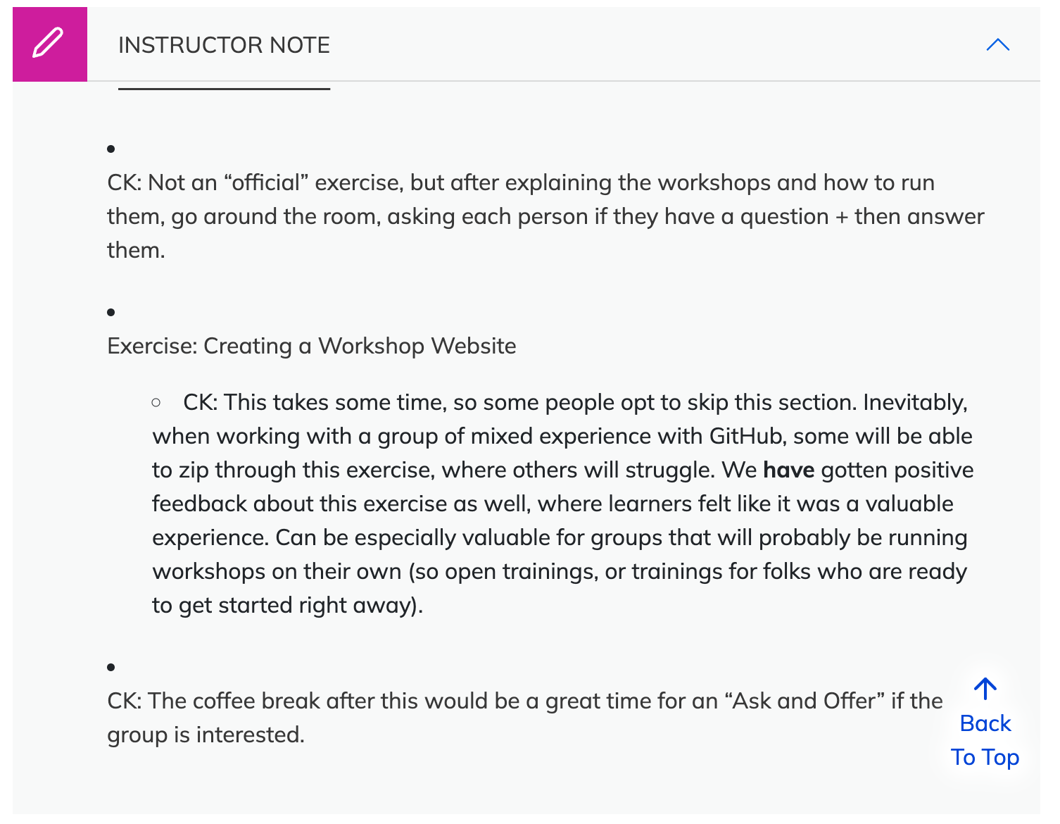 Bullets in instructor notes formatting off · Issue 68 · carpentries