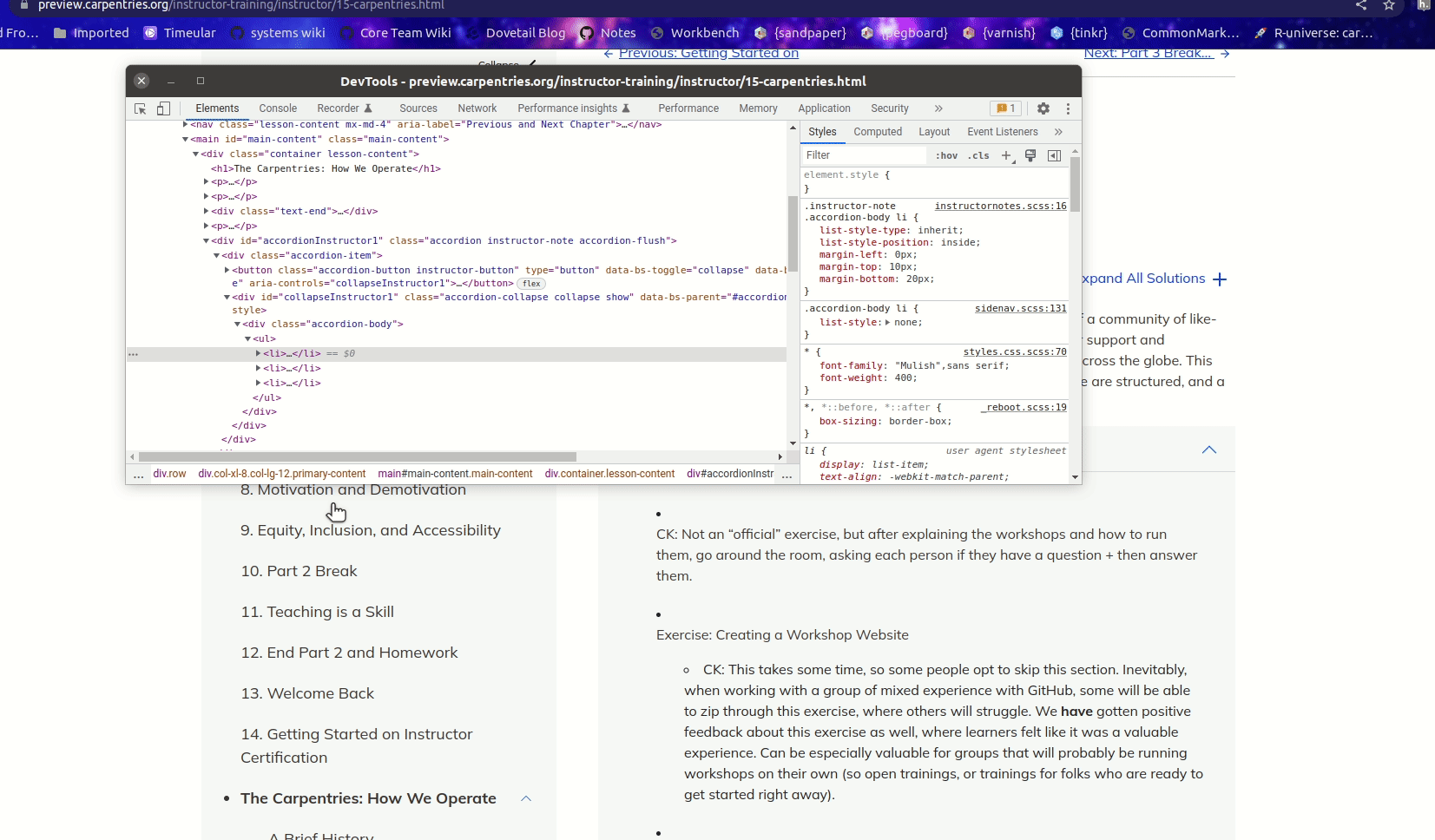 Bullets in instructor notes formatting off · Issue 68 · carpentries
