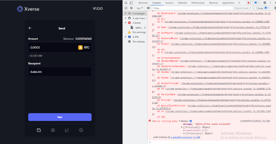 Can't send BTC in the web-extension latest develop · Issue #83 ...