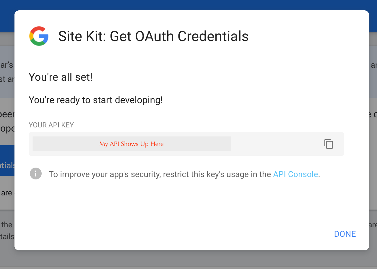 Just get the API key in setup · Issue #567 · google/site-kit-wp · GitHub