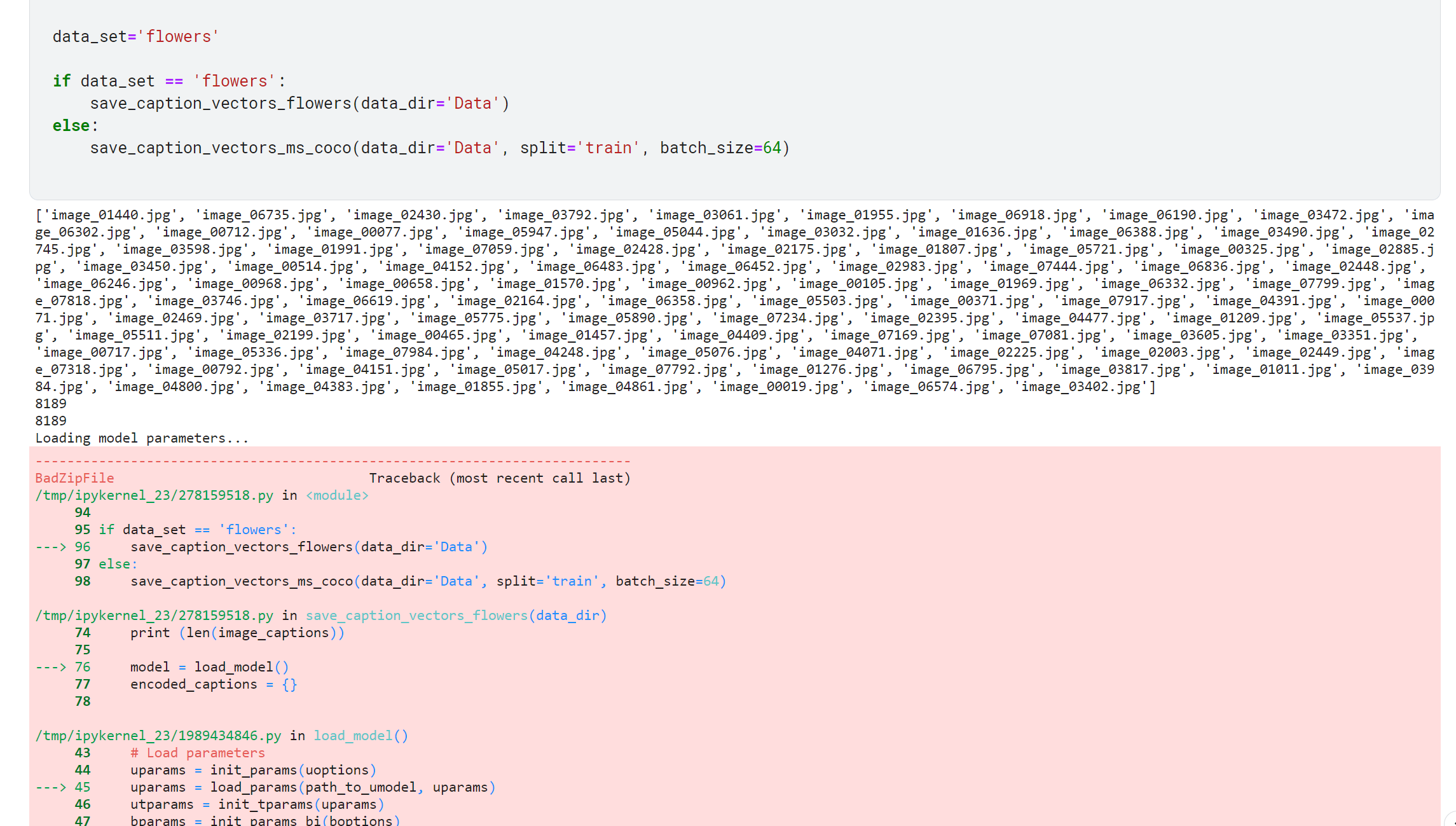 Erorr for bi skip npz and uni skip npz badzipfile file is not a zip