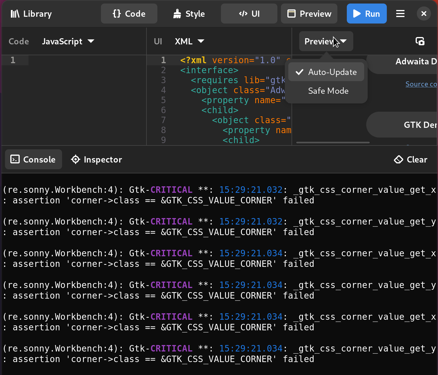 GTK Critical on selection of popover menu in Preview panel · Issue 501