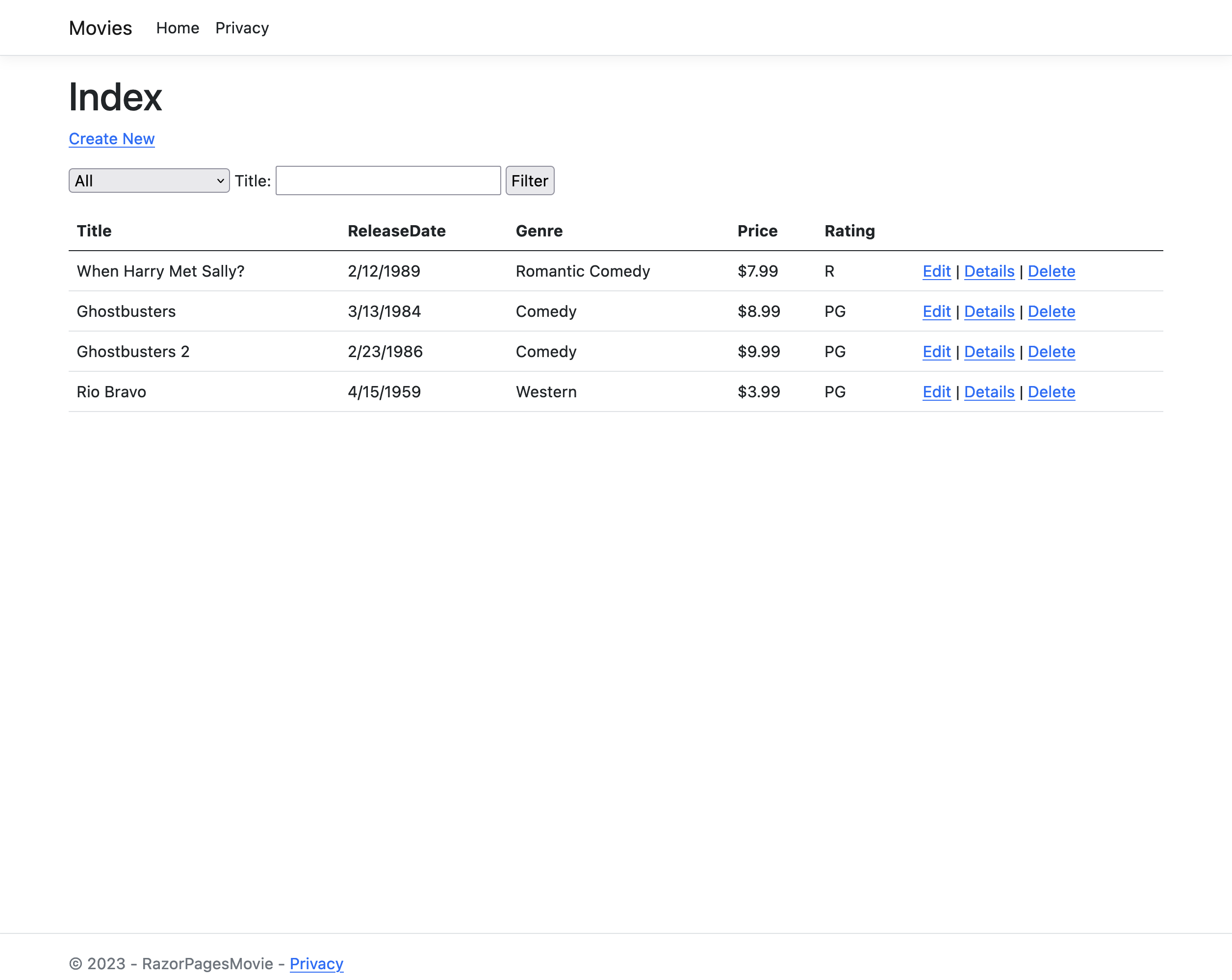 GitHub - thomaslawless/RazorPages-Movies: Razor Pages using SQLite for ...