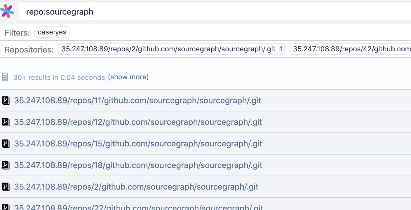 Repo search fails to return matching repositories · Issue 4079