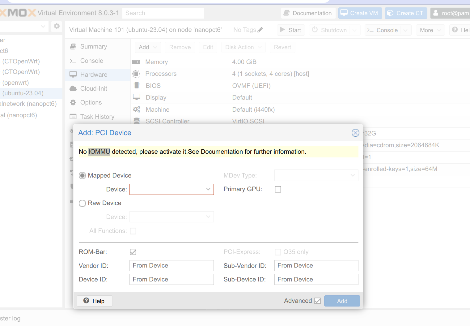 Guest has not initialized the display on pve8 && No IOMMU detected · Issue 43 · jiangcuo
