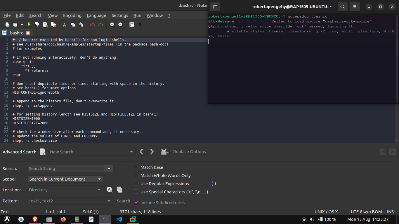 Screenshot from 2022-09-21...
@thierry7100 I think the problem is related to the package format and not Notepadqq. Did you install it through apt, flatpak or snap? For me the installing through apt defaults...
@stderr-to-devnull @dwbapst I think your problem is related to how the distros handle opening applications as with the latest version of Linux Mint, right clicking a file in nemo and...
@dwbapst Ahh okay no worries, I was looking through the issues and seen this one so thought I'd leave a comment as I was already testing something on the latest...
@nolkyz You may have the snap or flatpak version as the .deb for 1.4.2 opens .bashrc with no problems. ![Screenshot from 2022-08-15 14-25-29