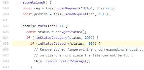 401 on HEAD call resets file progress · Issue #239 · tus/tus-js-client ...