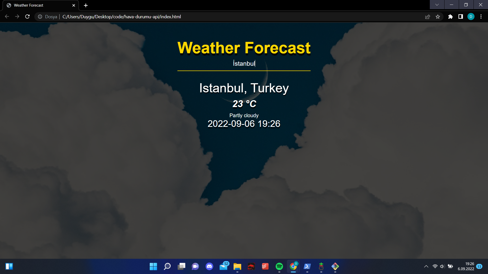GitHub - duygu2/weather-forecast: weather api pulled · GitHub