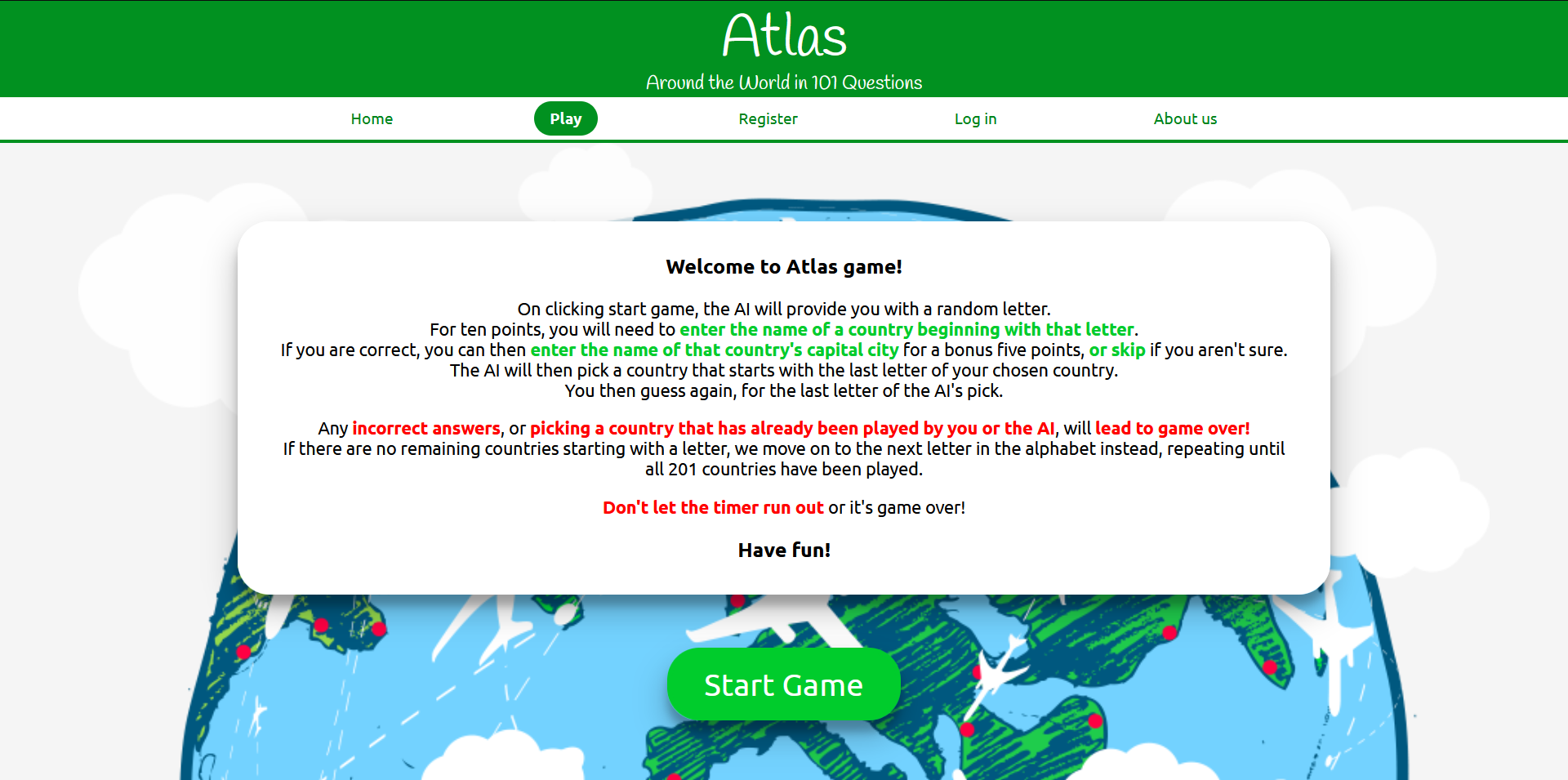 GitHub - Dingram23/Atlas: Geographical knowledge and memory testing web app