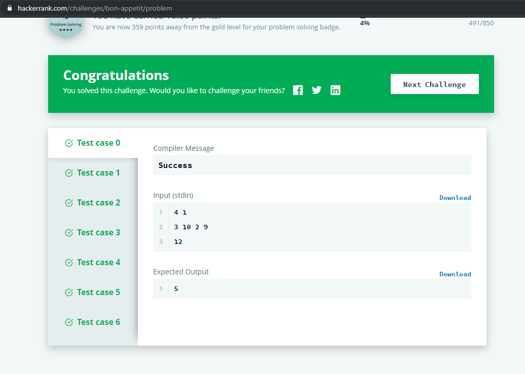 Completed HackerRank Bon Appetit · GitHub