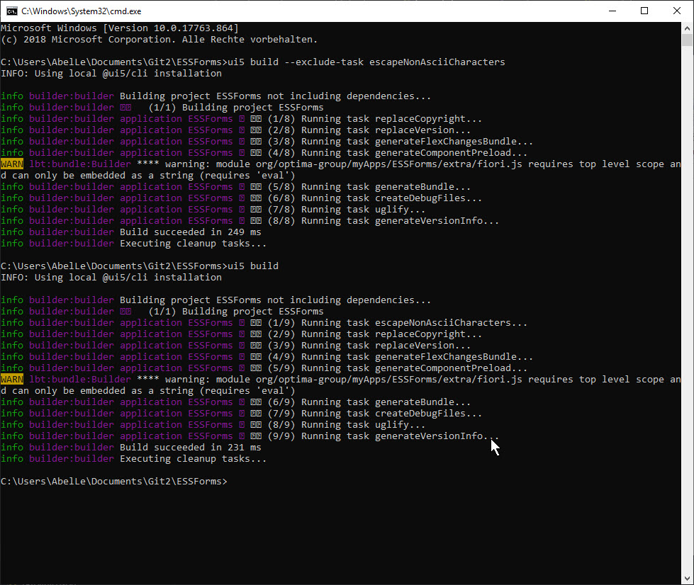 ui5 build excludetask escapeNonAsciiCharacters Not Working For