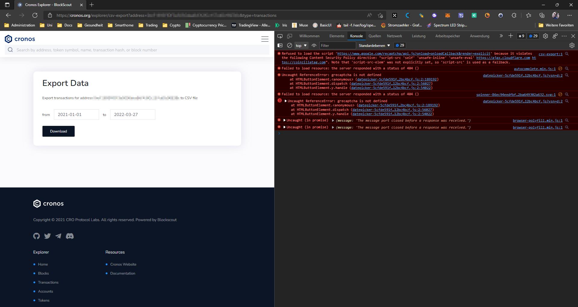 Transactions CSV Export does not work · Issue #82 · crypto-org-chain ...