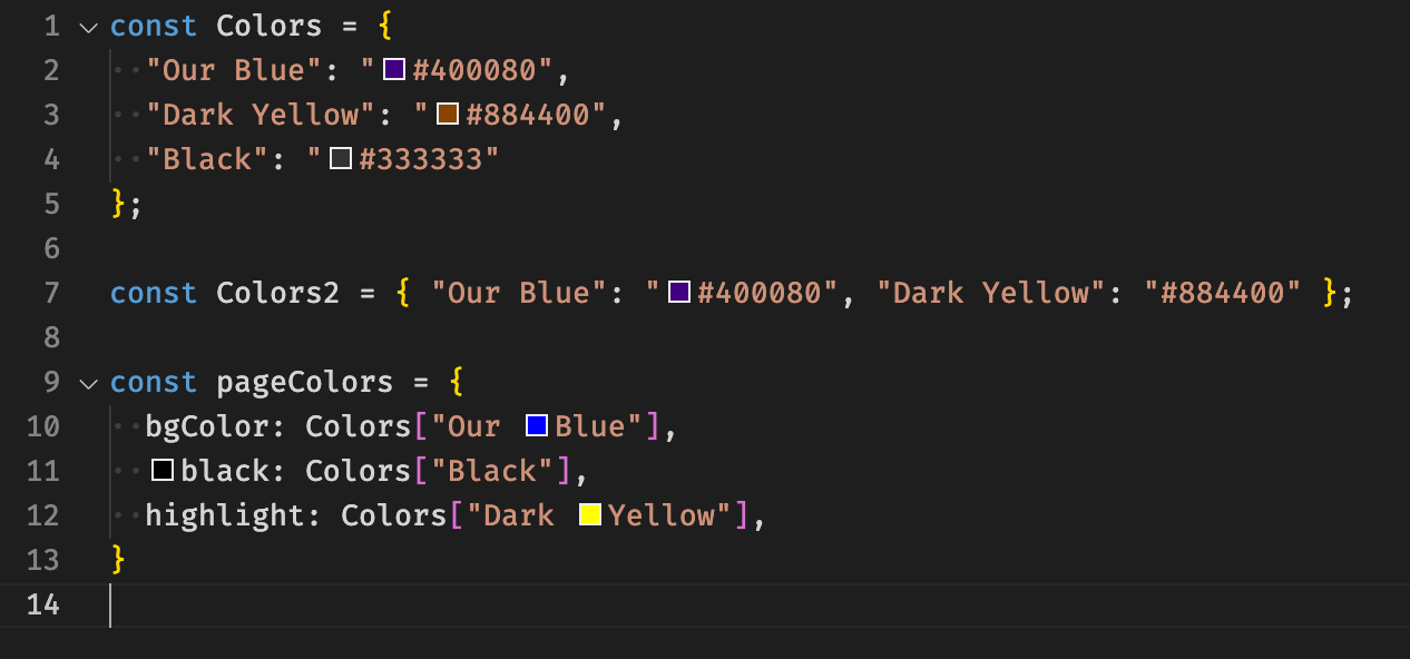 Typescript Colors CSS color decorators shown erroneously in a number of places in tsx ...