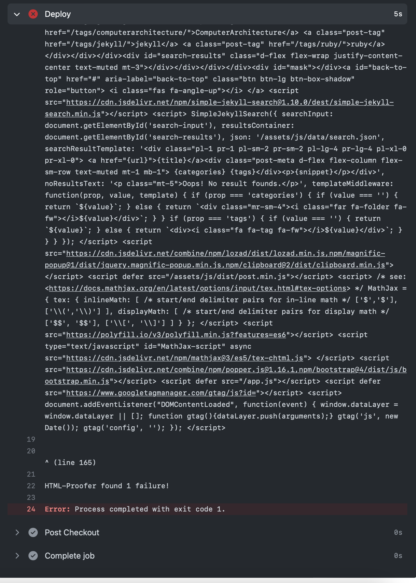 HTML-Proofer found 1 failure! -> Error: Process completed with exit ...