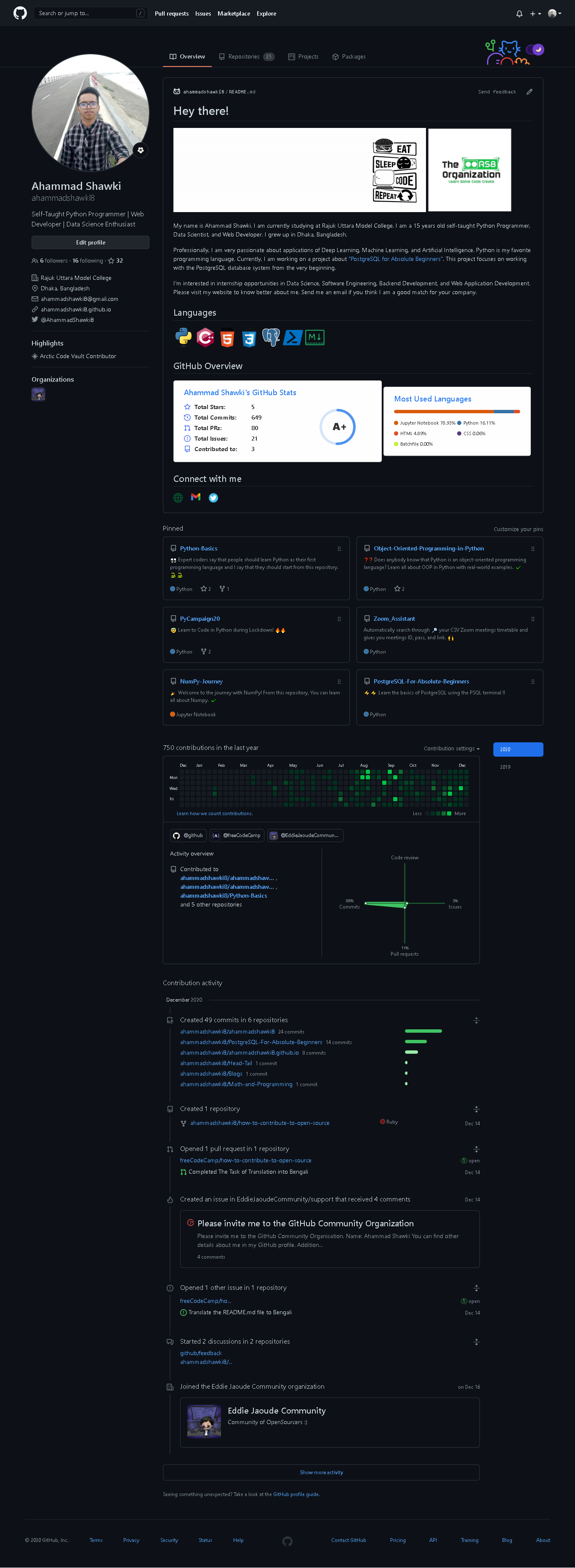 GitHub profile of {{ name }}