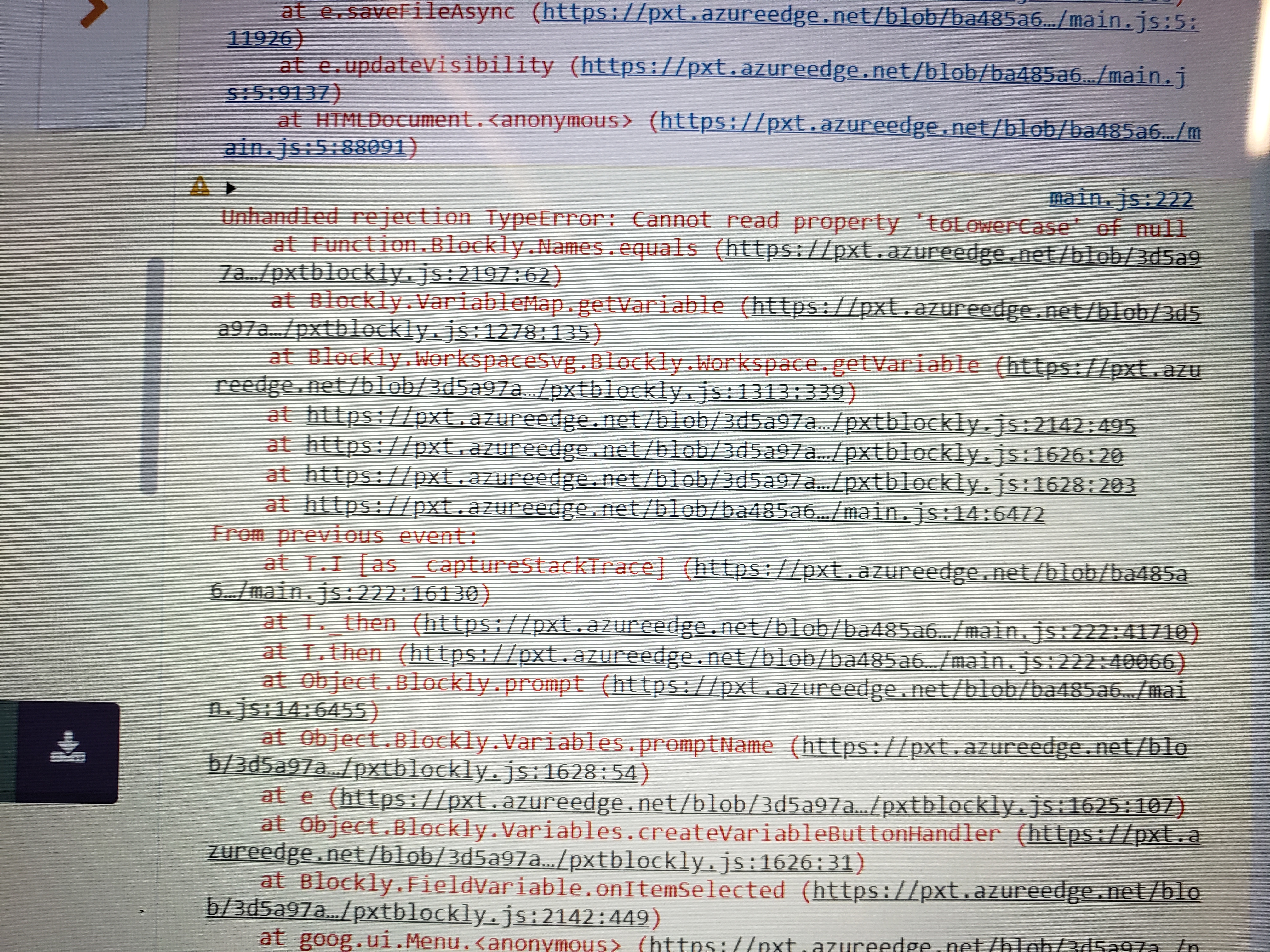 Blockly crash on surface · Issue #1236 · microsoft/pxt-arcade · GitHub