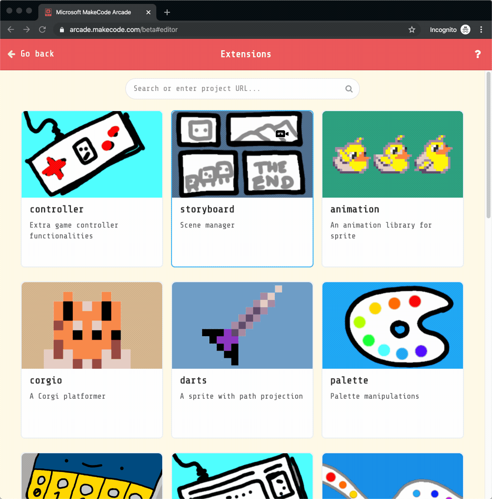 Text in search box is not used to search extensions · Issue 1424