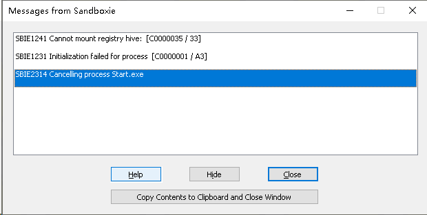 When I attempt to run any program in Sandboxie, it threw some error ...