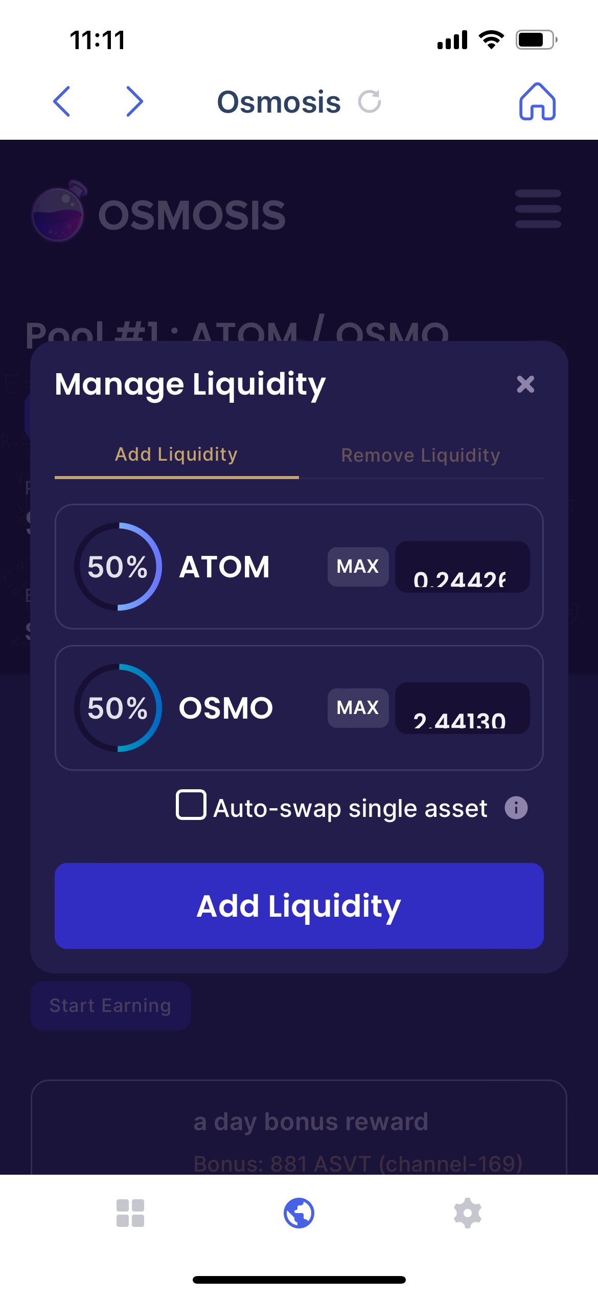 [Testcase Pools page] Add liquidity to pool's input on iphone · Issue