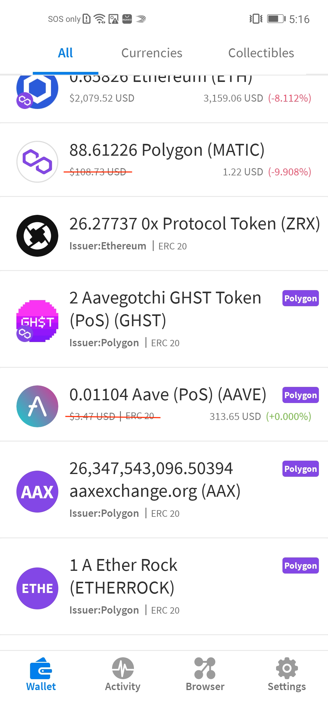 Vertical alignment of text in Wallet tab · Issue 2033 · AlphaWallet