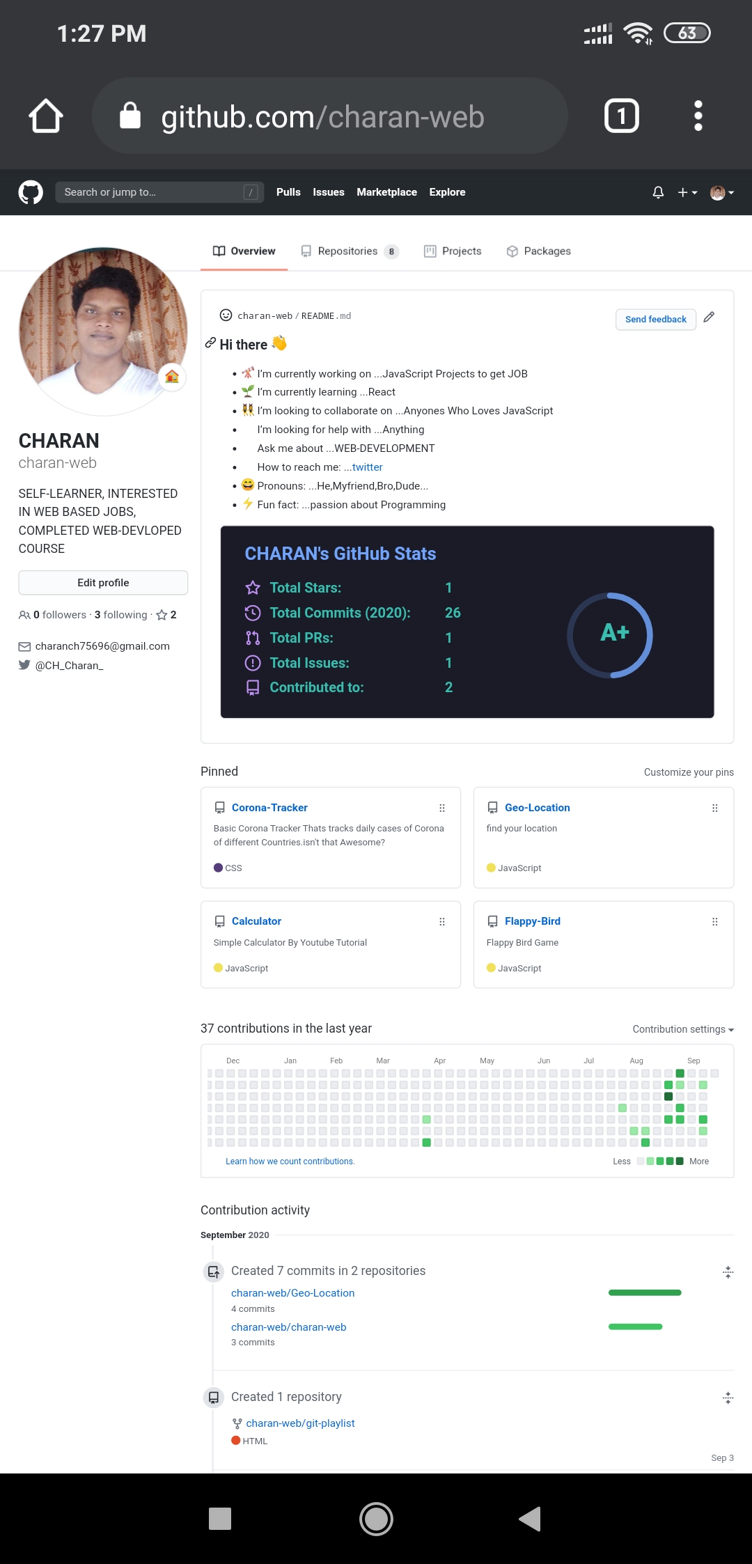 GitHub profile of {{ name }}