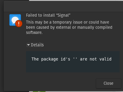 Failed to install “Signal”: The package id's '' are not valid · Issue ...
