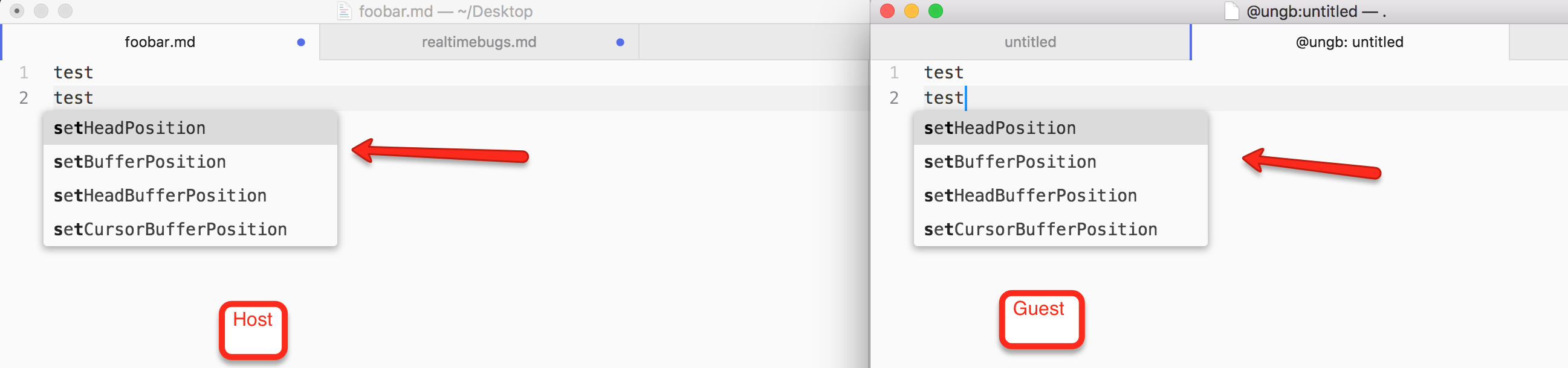 pops up for user if other user is typing while cursor is