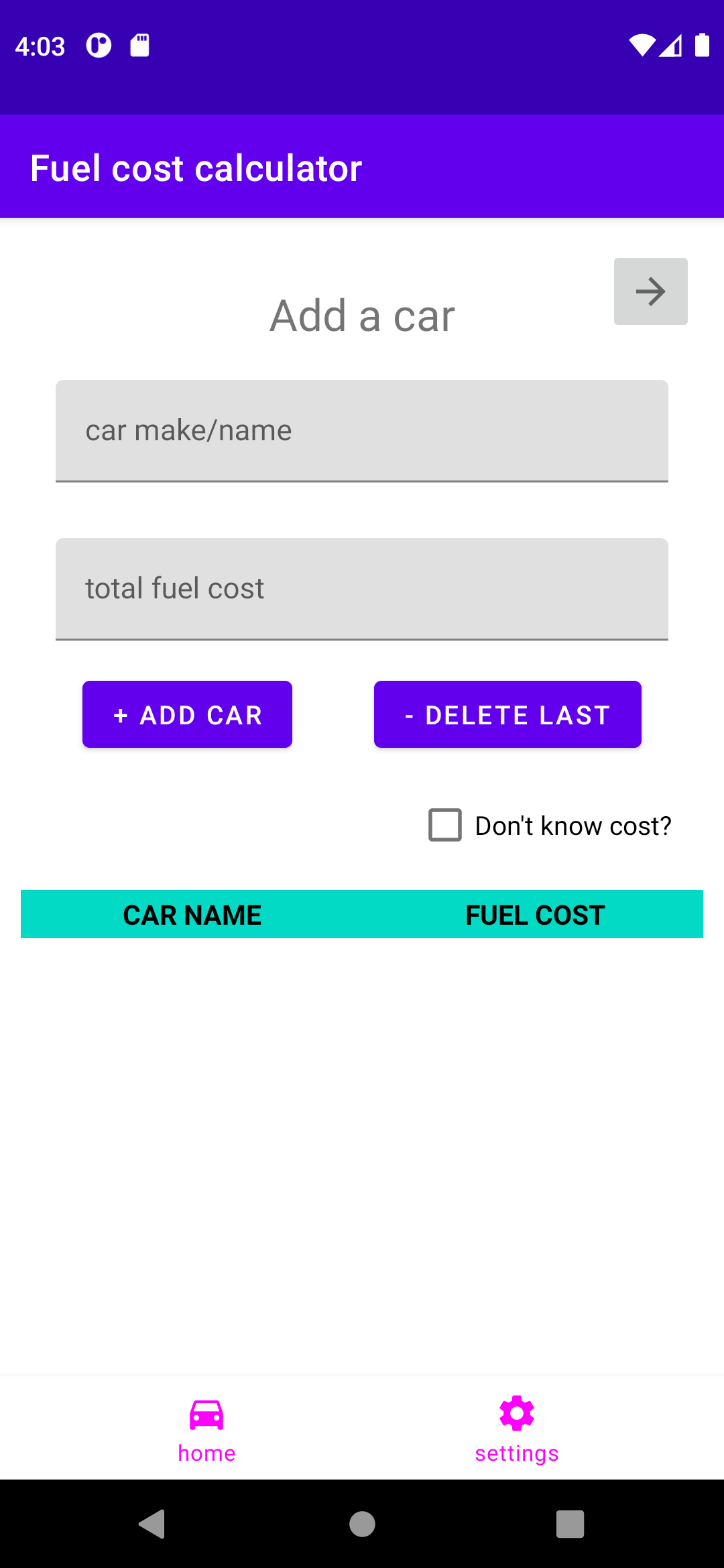 GitHub marekkawalski/FuelCostCalculator Android mobile application